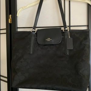 Coach Ward Signature Tote, Black Nylon Shoulder Bag